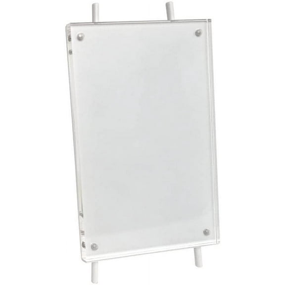 Isaac Jacobs 4x6 White Magnetic Acrylic Metal Easel Frame, Vertical