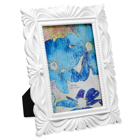 Isaac Jacobs 4x6 White Wave Picture Frame, for Tabletop Display
