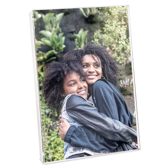 Isaac Jacobs 4x6 White Wood Acrylic Picture Frame for Tabletop Display