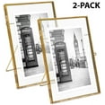 thumbnail image 1 of Isaac Jacobs 5x7 2-Pack, Antique Gold, Vintage Style Brass and Glass, Metal Floating Picture Frame Vertical with Locket Closure, 1 of 7