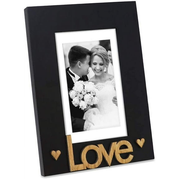 Isaac Jacobs 5x7 (Matted 4x6) Black “Love” Tabletop Picture Frame