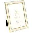 thumbnail image 1 of Isaac Jacobs 5x7 White Leather with Gold Metal Vertical & Horizontal Picture Frame, Shagreen Border w/ Black Fabric Easel, 1 of 5
