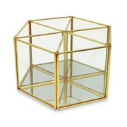Isaac Jacobs 6-Compartment Rotating Organizer with Mirror Base, 360 Degree Acrylic Carousel