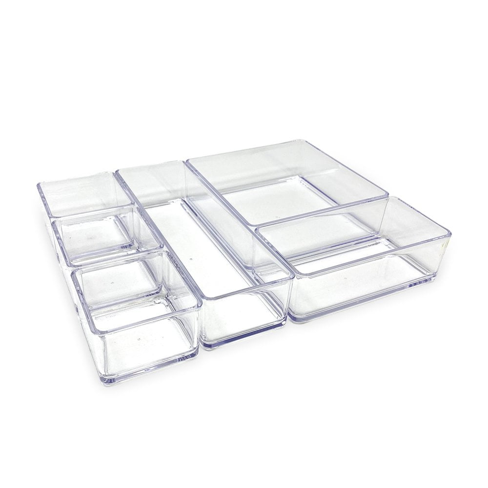 Isaac Jacobs Divided Clear Plastic Organizer (10.75” x 6.5” x 3.7”) w/ –  Isaac Jacobs International