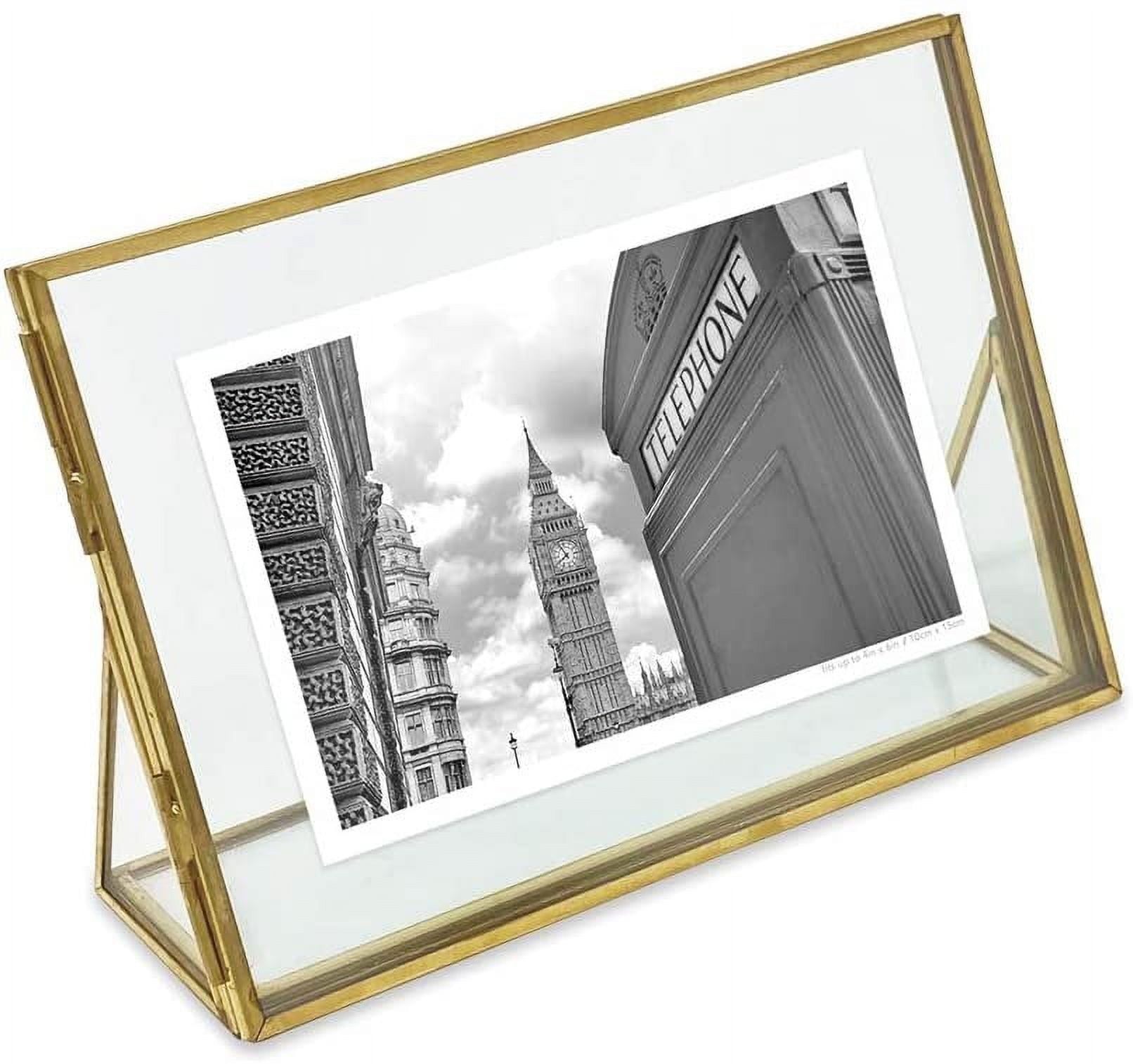 Antique Gold Rectangular Glass Floating Photo Frame
