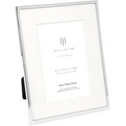 Isaac Jacobs 6x8 Matted 4x6 Silver Metal Picture Frame, Classic Metal Photo Frame Made For Tabletop & Hanging Display, Home and Office Dcor, Photo Gallery and Wall Art
