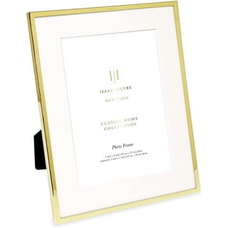 Isaac Jacobs 7x9 Matted 5x7 Gold Metal Picture Frame, Classic Metal Photo Frame Made For Tabletop & Hanging Display, Home and Office Dcor, Photo Gallery and Wall Art