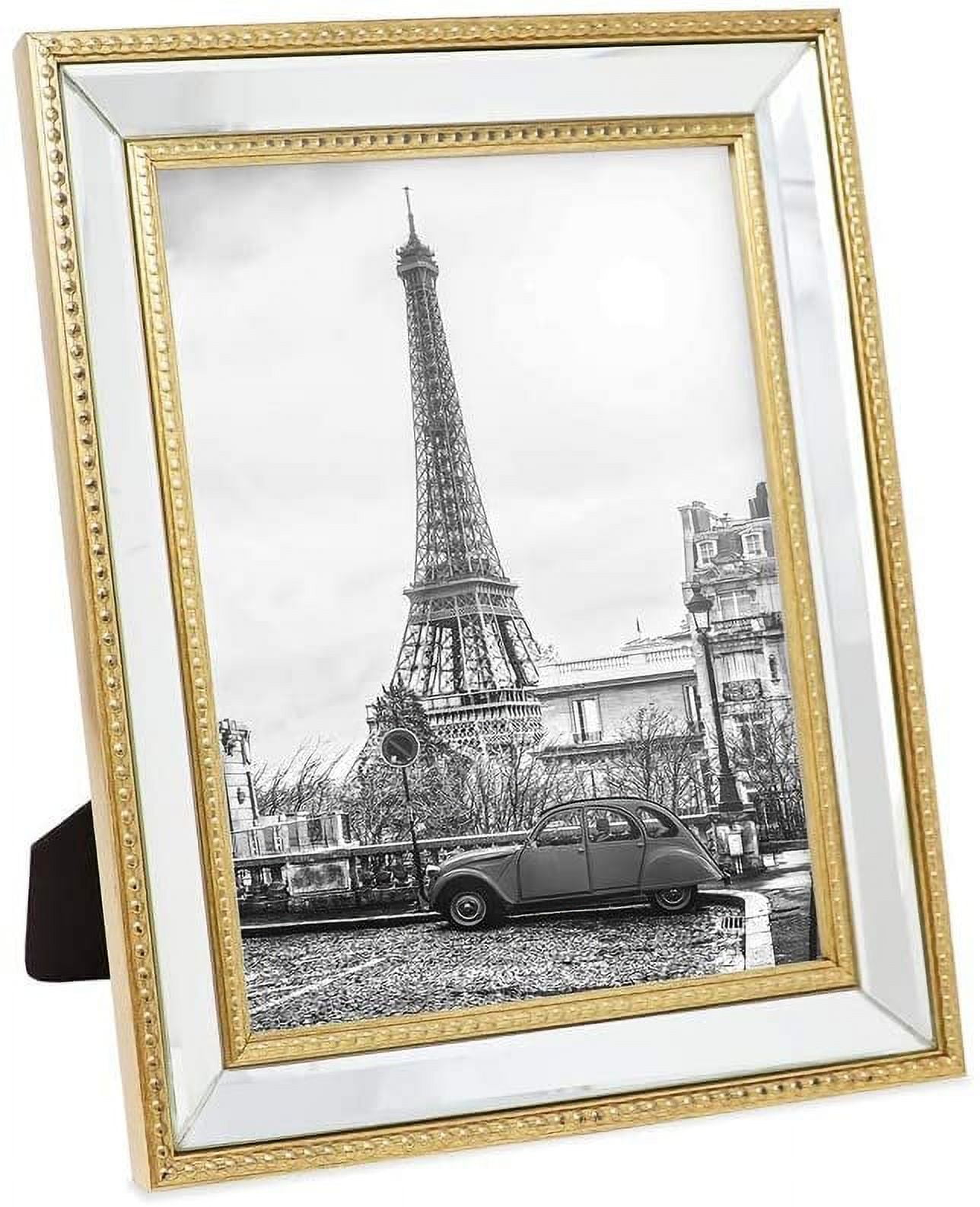 Isaac Jacobs 8x10 Gold Mirror Bead Picture Frame - Classic Mirrored Frame with Dotted Border Made for Wall Display, Tabletop, Photo Gallery and Wall Art