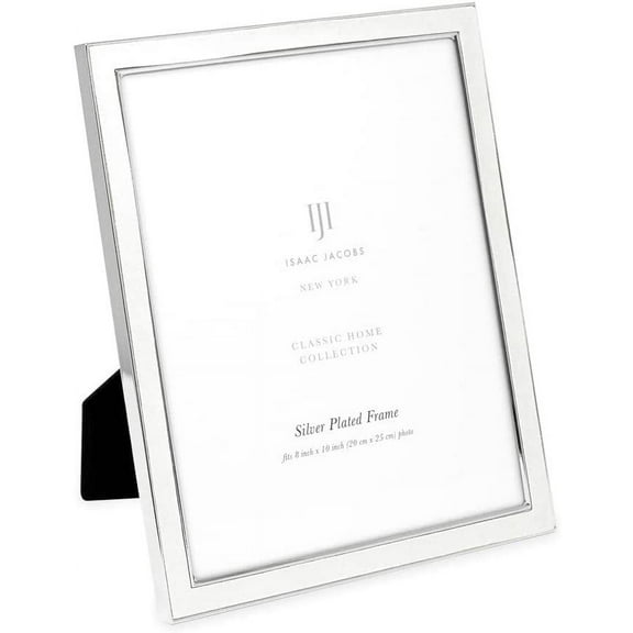 Isaac Jacobs 8x10 White Leather with Silver Metal Vertical & Horizontal Picture Frame, Suede Border w/ Black Fabric Easel, Wall-Mountable, Made For Tabletop, Photo Gallery