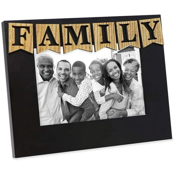 Isaac Jacobs Black Wood Sentiments Family Picture Frame, 4x6 inch, Photo Gift for Holiday, Display on Tabletop, Desk Black