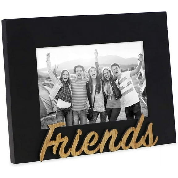 Isaac Jacobs Black Wood Sentiments Friends Picture Frame, 4x6 inch, Photo Gift for Friend, Display on Tabletop, Desk Black, 4x6
