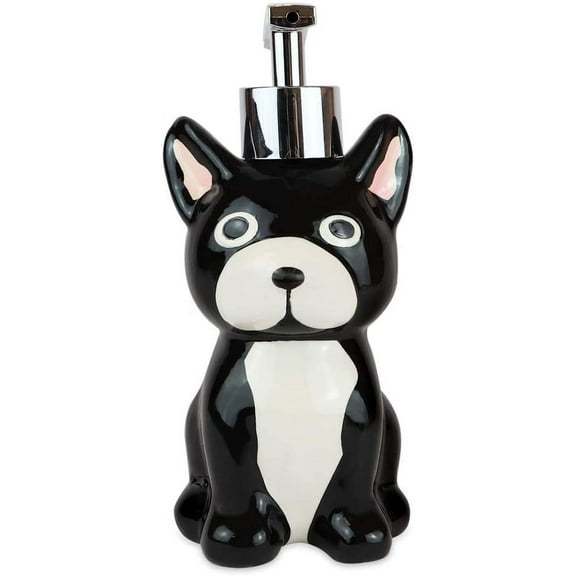 Isaac Jacobs Ceramic Dog Liquid Soap Dispenser with Metal Pump