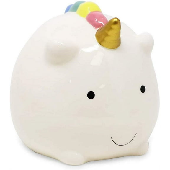 Isaac Jacobs Ceramic Small Unicorn Money Bank, Cute Piggy Bank for Kids, Fairytale Rainbow Nursery Room Dcor, Happy Unicorn Coin Bank, Gift for Girls and Boys
