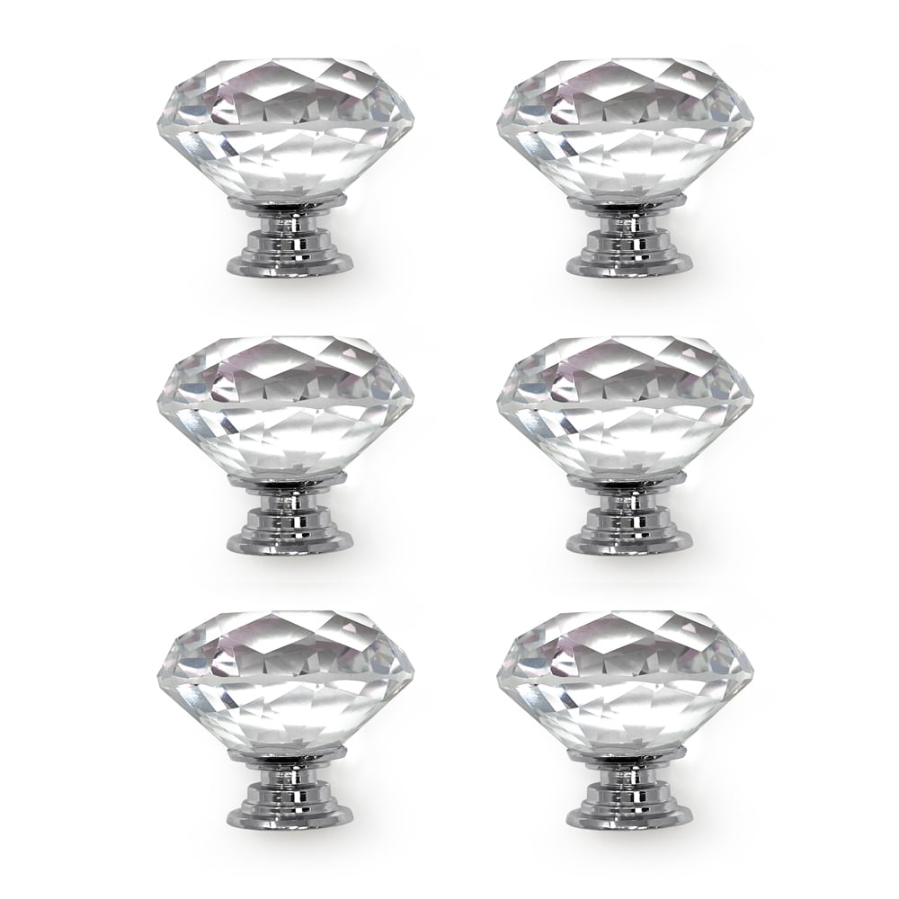Isaac Jacobs Classic Round Shape (35 mm) Crystal Knobs Set of 6