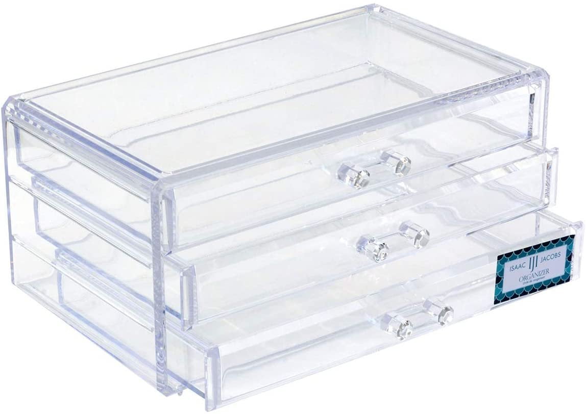 Isaac Jacobs Clear Acrylic 3-Drawer Stackable Jewelry Organizer ...