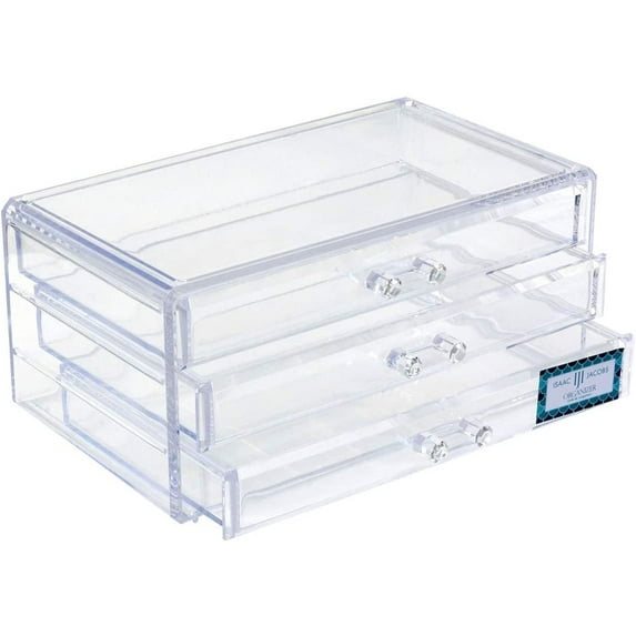 Isaac Jacobs Clear Acrylic 3-Drawer Stackable Jewelry Organizer