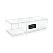 Isaac Jacobs Clear Acrylic 3 Section Organizer- Three Compartment Drawer Tray and Storage Solution for Office, Bathroom, Kitchen, Supplies, and More Clear