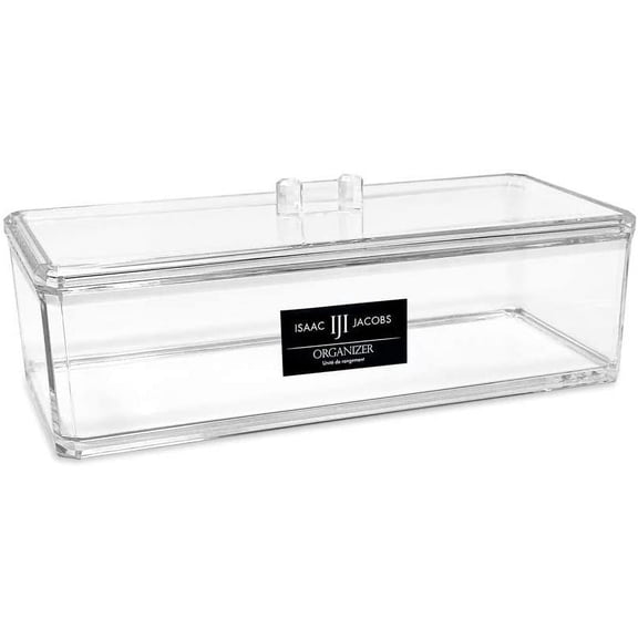 Isaac Jacobs Clear Acrylic Rectangular Stackable Storage Organizer with Lid