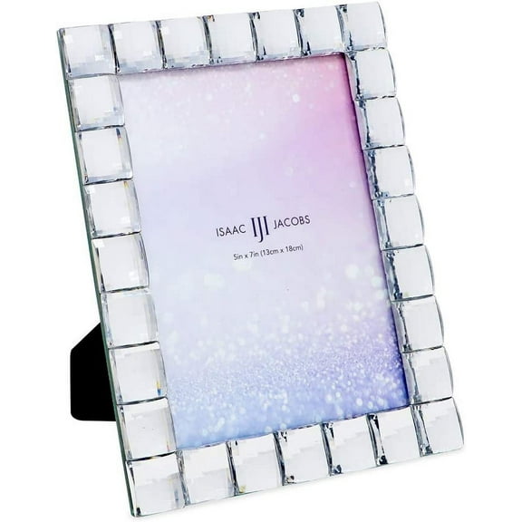 Isaac Jacobs Decorative Sparkling Clear Jewel Picture Frame, Photo Display & Home Décor 5x7