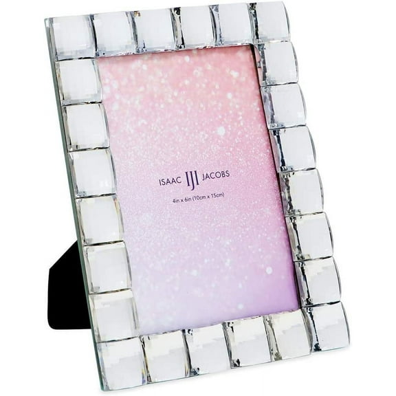 Isaac Jacobs Decorative Sparkling Jewel Picture Frame, 4x6, Clear