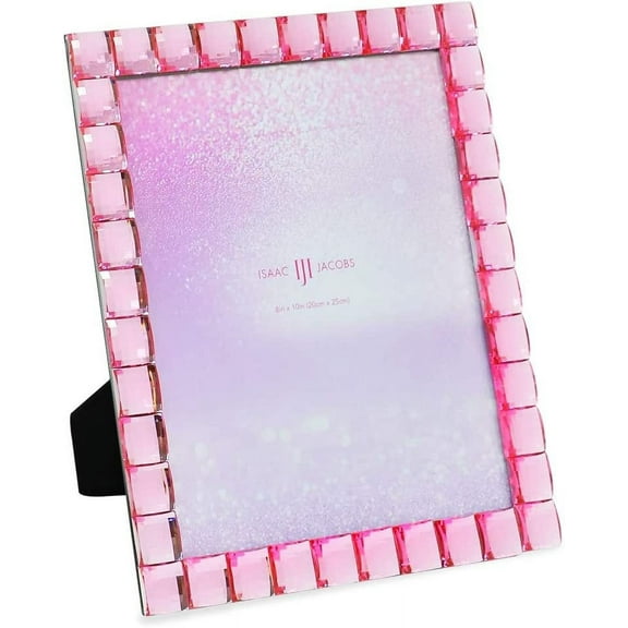 Isaac Jacobs Decorative Sparkling Jewel Picture Frame, Photo Display & Home Dcor 8x10, Light Pink