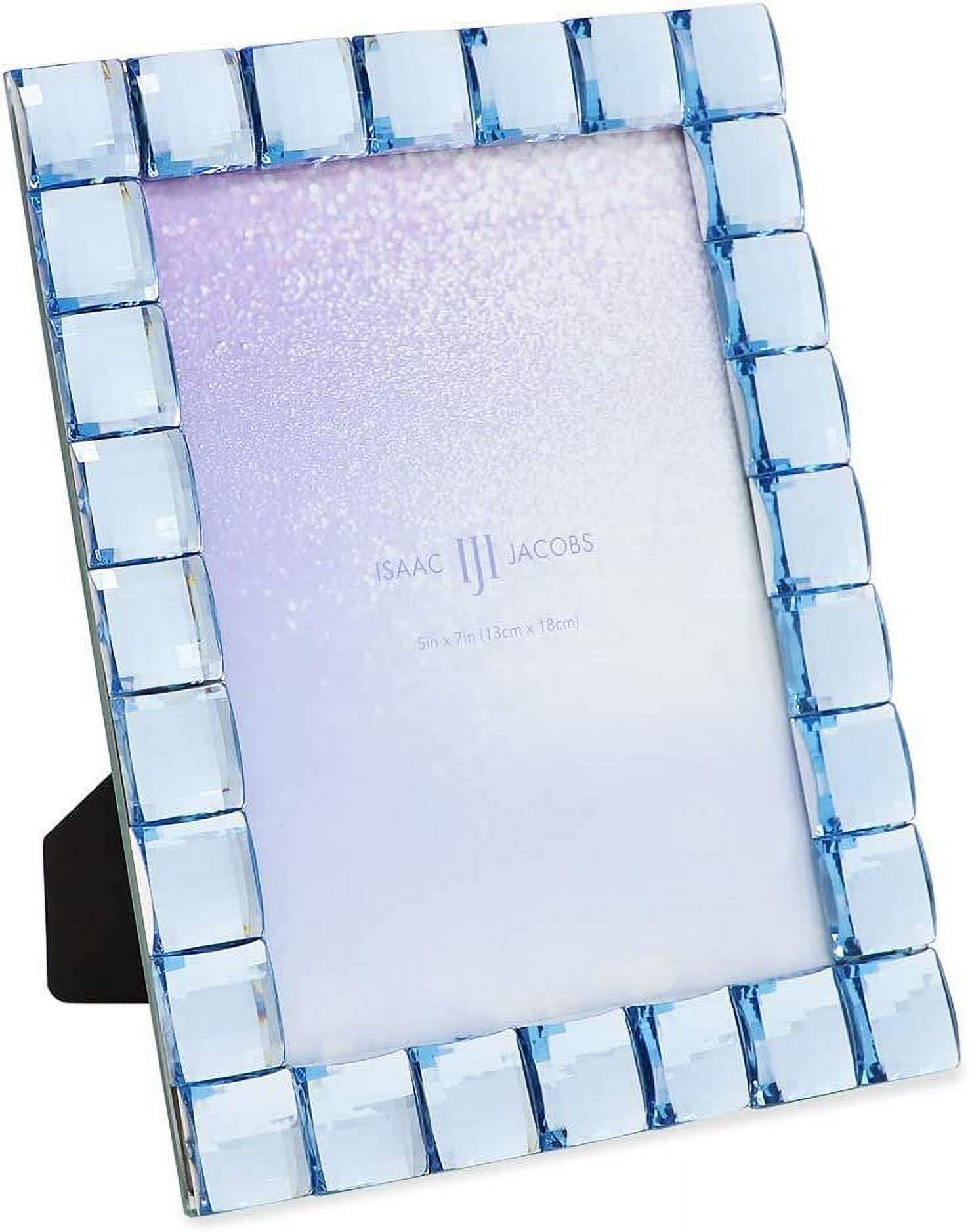 Isaac Jacobs Decorative Sparkling Light Blue Jewel Picture Frame, Photo Display & Home Décor 5x7