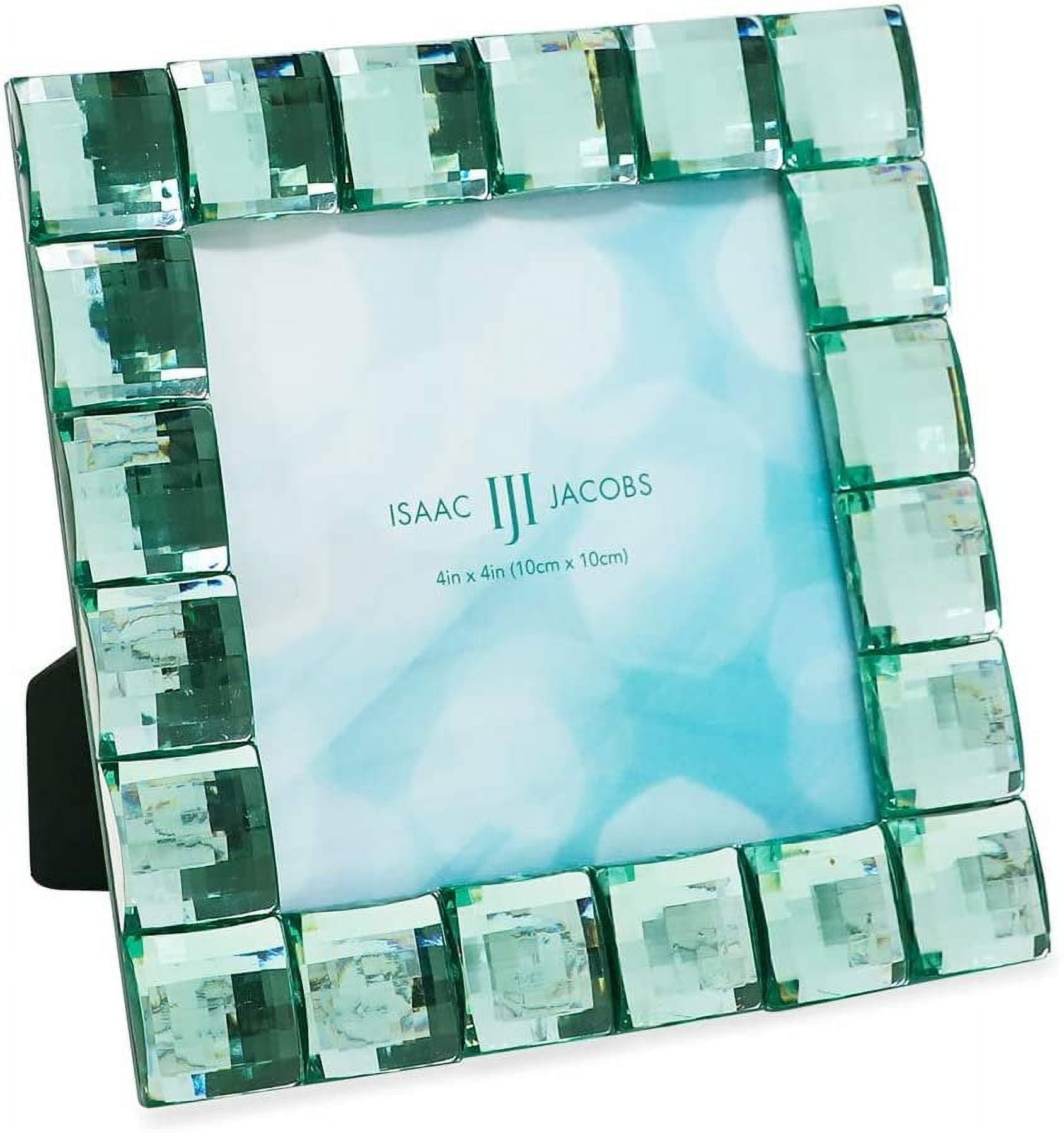 Isaac Jacobs Decorative Sparkling Light Green Jewel Picture Frame, Photo Display & Home Dcor 4x4, Light Green