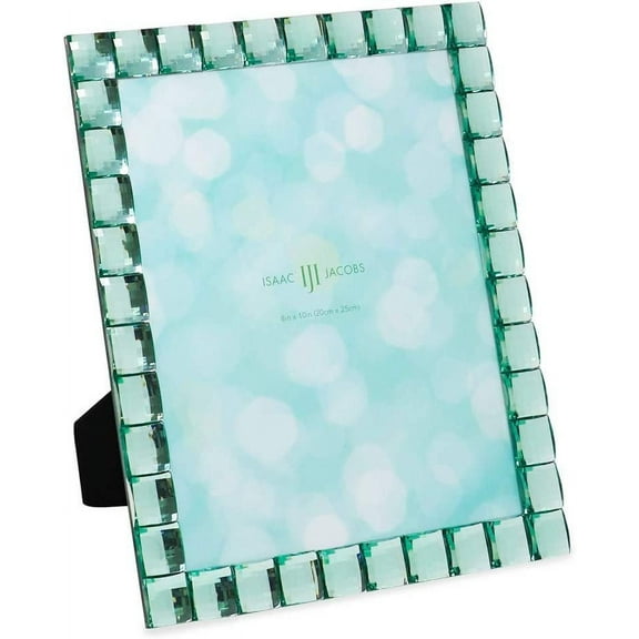 Isaac Jacobs Decorative Sparkling Light Green Jewel Picture Frame, Photo Display & Home Dcor 8x10, Light Green
