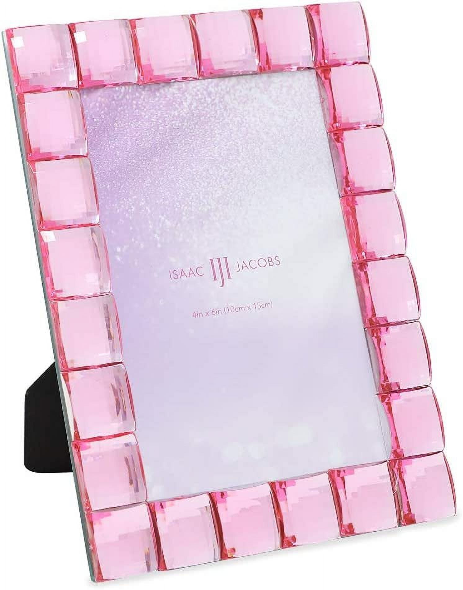 Isaac Jacobs Decorative Sparkling Light Pink Jewel Picture Frame, 4x6, Light Pink