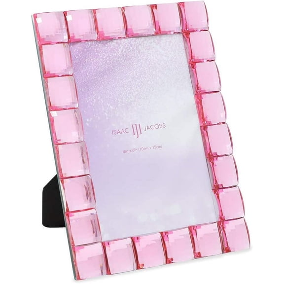 Isaac Jacobs Decorative Sparkling Light Pink Jewel Picture Frame, 4x6, Light Pink