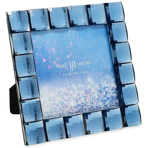Isaac Jacobs Decorative Sparkling Navy Jewel Picture Frame, 4x4