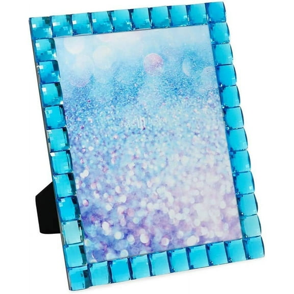 Isaac Jacobs Decorative Sparkling Turquoise Jewel Picture Frame, Photo Display & Home Dcor 8x10, Turquoise