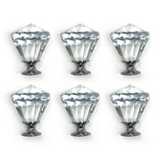 Isaac Jacobs Diamond Shape (53 MM) Crystal Knobs, Set of 6, Cabinet Knobs with Screws