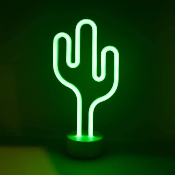 Isaac Jacobs LED Neon Green Cactus Table Lamp