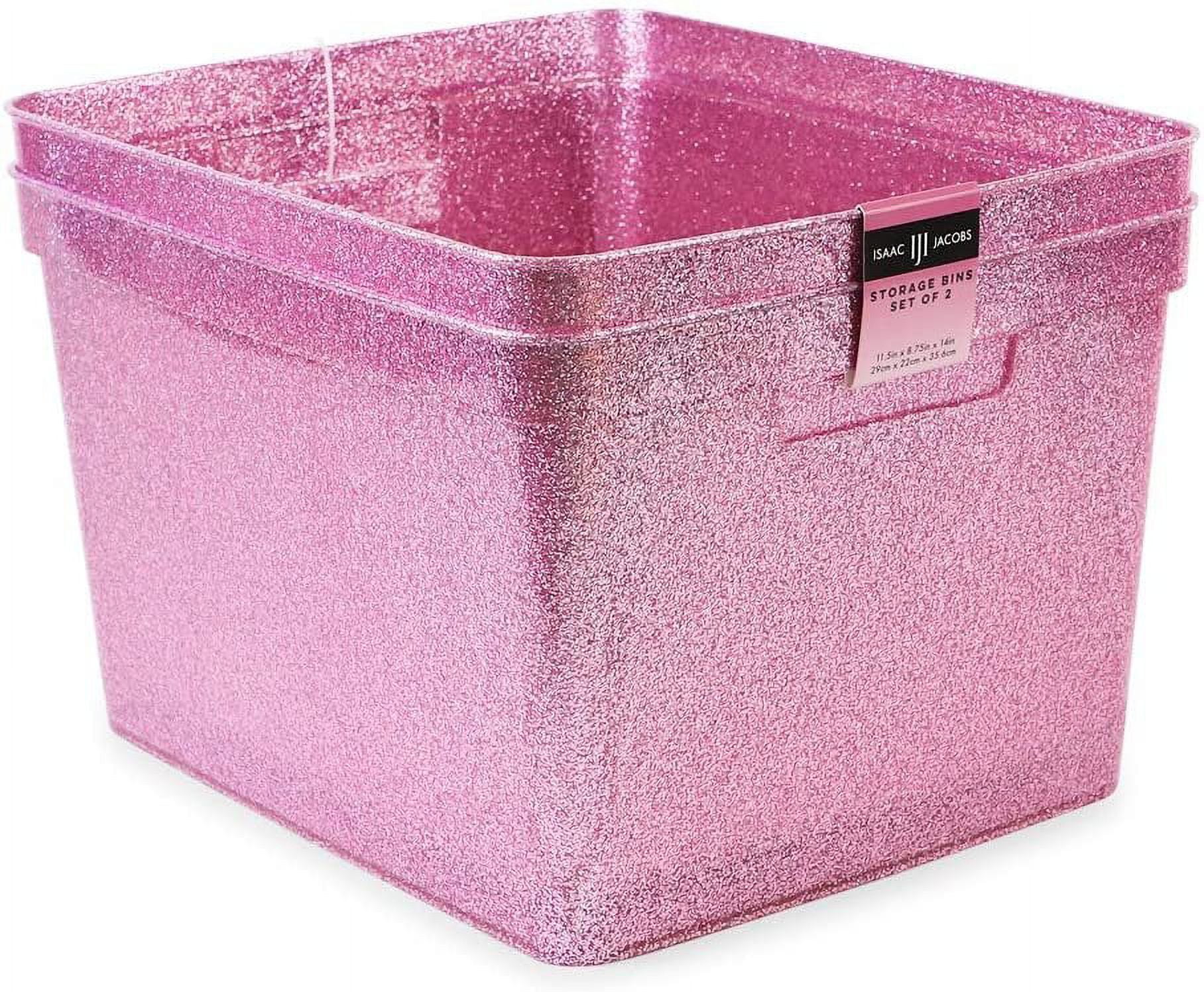 Isaac Jacobs Large Glitter Storage Bin 14 x 11.5 x 8.75 Set w/CutOut