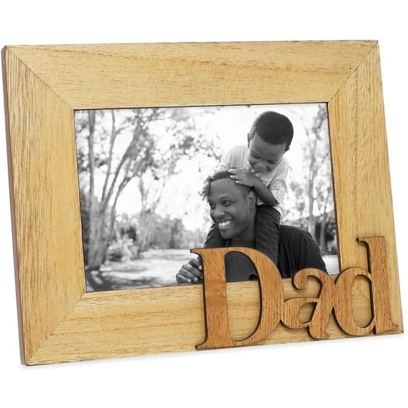 Isaac Jacobs Natural Wood Sentiments Dad Picture Frame, 4x6 inch, Photo Gift for Father, Family, Display on Tabletop