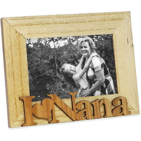 Isaac Jacobs Natural Wood Sentiments I Love Nana Picture Frame, 4x6 inch, Photo Gift for Nana, Grandma, Family, Display on Tabletop