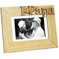 Isaac Jacobs Natural Wood Sentiments I Love Papa / I Heart Papa Picture Frame, 5x7 inch with Mat, Photo Gift for Papa, Grandpa, Family, Display on Tabletop, Desk Natural, 5x7 Matted 4x6