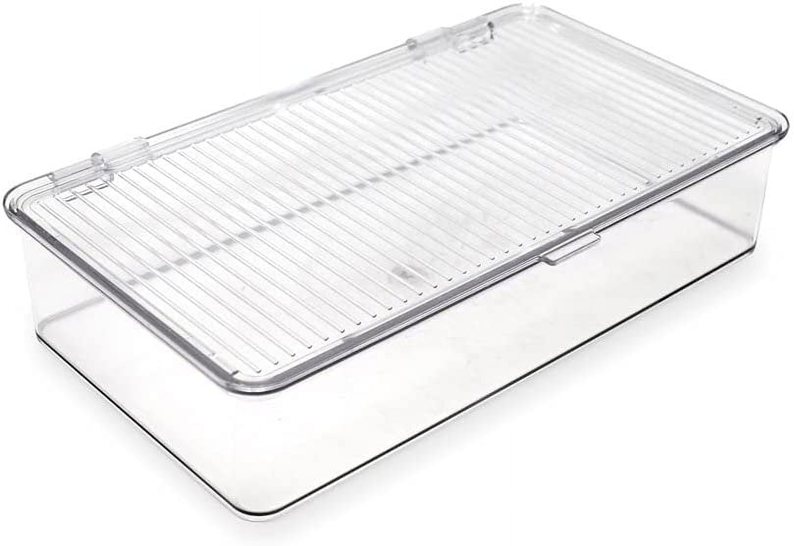 Clear Small Stackable BPA-Free Plastic Organizer Bin with Hinged Lid