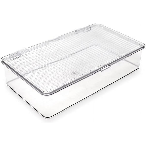 Isaac Jacobs Small Stackable Organizer Bin with Hinged Lid, Food Safe, BPA-Free