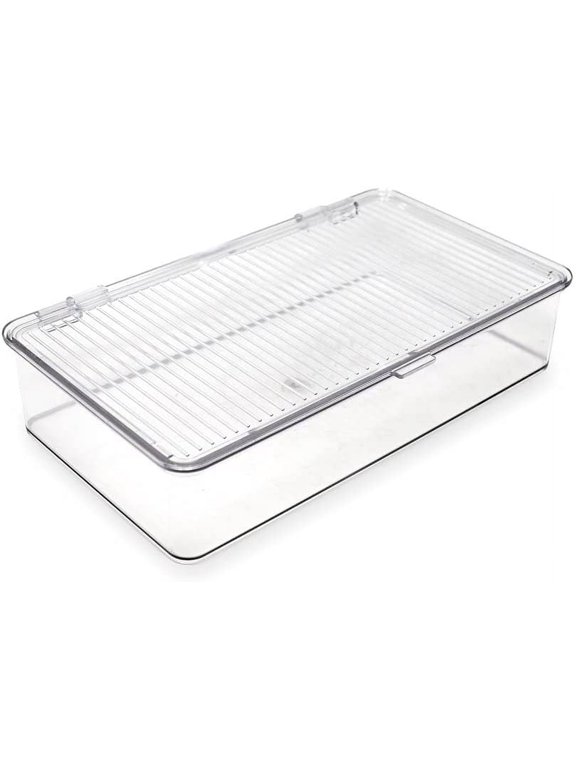 Small Stackable Organizer Bin with Hinged Lid, Food Safe, BPA-Free