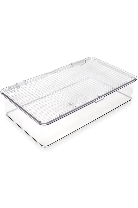 Small Stackable Organizer Bin with Hinged Lid, Food Safe, BPA-Free