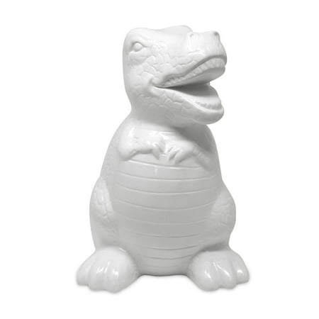 Isaac Jacobs White Ceramic Dinosaur Money Bank, T-Rex Piggy Bank