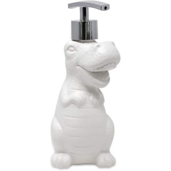 Isaac Jacobs White Ceramic Dinosaur Soap Pump/Lotion Dispenser