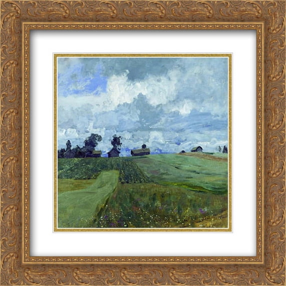 Isaac Levitan 2x Matted 20x20 Gold Ornate Framed Art Print 'Stormy day'