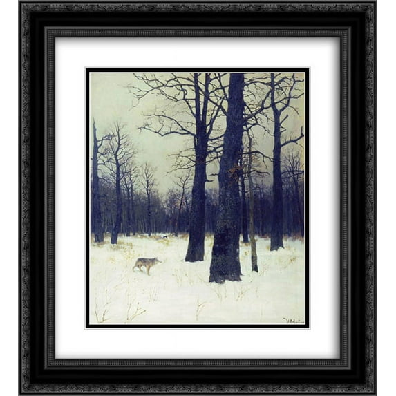 Isaac Levitan 2x Matted 20x24 Black Ornate Framed Art Print 'In the forest at winter'