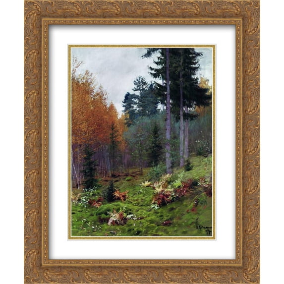 Isaac Levitan 2x Matted 20x24 Gold Ornate Framed Art Print 'In the forest at autumn'