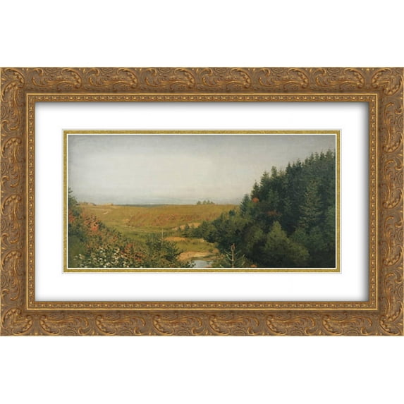 Isaac Levitan 2x Matted 24x16 Gold Ornate Framed Art Print 'Landscape with forest river'