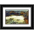 thumbnail image 1 of Isaac Levitan 2x Matted 24x18 Black Ornate Framed Art Print 'The Last Snow. Village Savvinskaya.', 1 of 2
