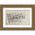 thumbnail image 1 of Isaac Levitan 2x Matted 24x18 Gold Ornate Framed Art Print 'Krivoozersky Monastery. Monks following fish.', 1 of 2